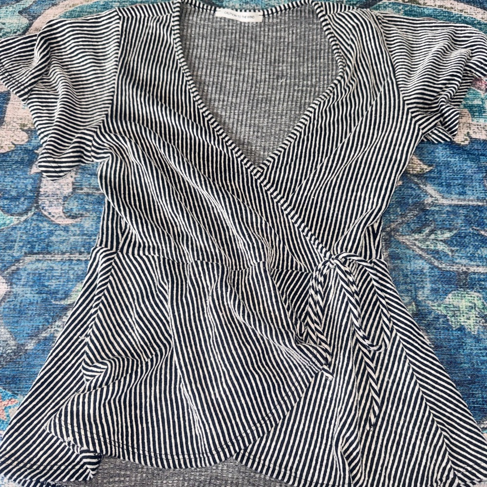 Caution To The Wind Black and White Striped Blouse